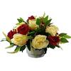 DRW Centro Fiori Artificiali Cimitero, Santi, Chiese, Anniversari, Cerimonie, Matrimoni Rotondo con Rose Rosso e Giallo 35x50 cm