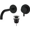 Teorema Miscelatore a parete per lavabo Teorema Jabil 25 2 pezzi con piletta Nero 73318EBB-001