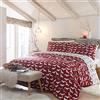 Fusion Snug Dudley Love - Set copripiumino per letto matrimoniale, 100% cotone spazzolato, colore rosso