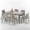 Grand Soleil Tavolo rettangolare Beige con 6 sedie rattan sintetico colorate 150x90cm MARION