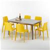 Grand Soleil Tavolo rettangolare Beige con 6 sedie rattan sintetico colorate 150x90cm MARION