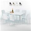 Grand Soleil Tavolo Rettangolare Bianco 150x90 cm con 6 Sedie Colorate Bohème Summerlife