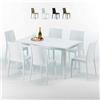 Grand Soleil Tavolo Rettangolare Bianco 150x90 cm con 6 Sedie Colorate Bistrot Summerlife