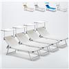 Beach and Garden Design Set 4 Lettini Prendisole Alluminio da Spiaggia con Tettuccio Regolabile NETTUNO