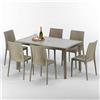 Grand Soleil Tavolo rettangolare Beige con 6 sedie rattan sintetico colorate 150x90cm MARION