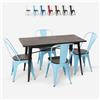 AHD Amazing Home Design Set tavolo rettangolare 120x60 con 4 sedie acciaio legno design Tolix industrial