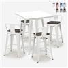 AHD Amazing Home Design Set bar 4 sgabelli tolix tavolino industriale metallo bianco 60x60cm Buch White