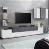 AHD Amazing Home Design Parete attrezzata soggiorno design moderno pensile bianco antracite Corona Moby
