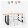 AHD Amazing Home Design Set tavolo da pranzo 160x80cm legno metallo 4 sedie trasparenti Jaipur M