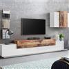 AHD Amazing Home Design Parete attrezzata soggiorno design moderno bianco legno Corona Moby