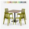 Grand Soleil Set tavolino legno metallo Horeca 90x90cm 4 sedie design impilabili Dustin