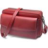 HNOOM Mini Borsa Tracolla per Cellulare RFID Blocco Portafoglio Donna Doppia Cerniera Pelle Vera Borsa portafoglio donna tracolla con 18 Carte Borsa Porta Cellulare (Rosso)