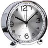 ALEENFOON 4 Pollici Silenzioso Metallo Sveglia Mattina, Retrò Sveglia Allarme Suono, Elettronica Mecanica Allarme Sveglia a Batteria da Viaggio Orologi (Argento)