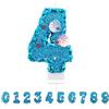 Partyhausy Candele Compleanno 4 Anno,3D a Sirena Candele, Numero 4 Candele di Compleanno Blu Candele Torta Decorazione, Adatto A Feste di Compleanno Festa Baby