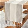 Wracra Runner da tavolo Macramè in lino e cotone, Runner da tavolo 120cm di lunghezza con nappe a mano, Runner da tavola in stile rustico per feste e uso quotidiano (Caffè scuro, 120cm)