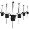com-four® 6x Beccucci versatori con tappo - Dosatore in acciaio inox - Ideale per liquori, rum, whisky, cocktail, aceto e olio (06 pezzi - color argento - con coperchio)