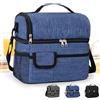 BalladHome Borsa Termica Porta Pranzo 10L Borsa Termica Borsa Frigo con doppio scomparto, Cinghia Regolabile e Chiusura con Cerniera, per uomo e donna, Lavoro, Scuola (Blue)-A
