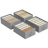 SONGMICS Set di 4 Organizer Cassetti a 6 Scomparti, Scatole per Biancheria Pieghevoli, Organizzatori Contenitori per Armadio Guardaroba, 42 x 30 x 17 cm, Pantaloni Vestiti, Grigio Tortora RUS009G04