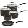 Meyer, Set di pentole a induzione in Acciaio Inox, Alluminio, Nero, 50.5 x 33 x 27 cm