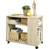 SoBuy Tavolino con rotelle, Tavolino rotante a 2 livelli con ripiani, Libreria mobile per soggiorno, camera, ufficio, L70 x P35 x H60cm Naturale FBT34-N