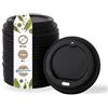 BIOZOYG Coperchio per Bicchiere Caffè da Asporto Ø 80mm I 50 Coperchi per Bicchieri di Carta di Bioplastica CPLA 100% biodegradabile, compostabile, riciclabile I Coperchio con Foro piatto nero