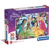 Clementoni- Disney Princess Supercolor Princess-30 Pezzi Bambini 3 Anni, Puzzle Cartoni Animati-Made in Italy, Multicolore, 20276