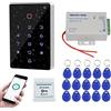 FUSYTULY Outdoor IP68 Impermeabile Sistema di Controllo Accesso Tuya Wifi RFID Tastiera + K80 3A DC12V Alimentazione + 15pcs RFID Carte Chiave, Senza Serratura Elettrica