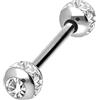 PIERCINGLINE Titan Barbell | EPOXYring Sfere + Cristalli | Piercing barretta petto lingua | dimensioni a scelta, 5 mm, Titanio/resina epossidica