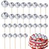 SAVITA 30 Pezzi Palla da Discoteca Torta Cimatrici Scelte per Palle da Discoteca Tema Disco Cake Toppers Decorazioni per Torte Cupcake Decor Accessori per Dessert Disco Party Ornamento (Argento)