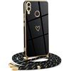 Mkej Custodia con Collana per Huawei P20 Lite, Cover Donna Cuore Amore con Cordino, Case con Laccio Tracolla Elettrolitico TPU Cover con Collana per Huawei P20 Lite