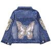 Peacolate 3-9A Primavera e Autunno Ragazze Denim Paillette Farfalla Giacca Giacca da bambino Top (Farfalla.8-9a)