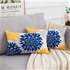 HomeStilez Federe Cuscini 30x50cm Fiori Moderni Dahlia Giallo e Blu Navy Fodere per Cuscini Decorativa Morbida Grigia per Soggiorno Divano per Ufficio All'aperto Giardino Sedia Decor Set di 2