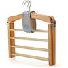 Hangerworld Confezione da 3 grucce in legno per pantaloni, multifunzionali, a 4 ripiani, con barre antiscivolo