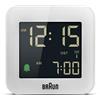 Braun Orologio Sveglia da Viaggio Digitale Radio controllato Fuso Orario Europa Centrale (DCF) con Funzione Snooze, Dimensioni compatte, Display LCD Negativo, Bianco, BC08W-DCF.