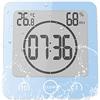 ALLOMN Orologio da Bagno, Doccia Orologio Allarme Impermeabile Toccare Controllo ℃/℉ umidità Temperatura, Timer per il Conto Alla Rovescia, 3 Metodi di Montaggio, Alimentazione a Batteria (Blu)