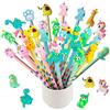 yuechen 30 Matite Triangolari per Bambini,Matite Gadget Compleanno bambini,Animale Topper per Matita divertenti per regalini fine festa compleanno, PENCILS-30-01
