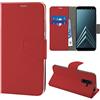 N NEWTOP Cover Compatibile per Samsung Galaxy A6 Plus 2018, HQ Lateral Custodia Libro Flip Magnetica Portafoglio Simil Pelle Stand Protettiva (Rosso)