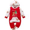 Loalirando Natale Pagliaccetto Neonato Invernale Body a Manica Lunga da Bambino Pagliaccetto con Cappuccio (Rosso, 9-12 Mesi)