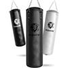 FIGHTR Sacco da boxe FIGHTR® Premium - alto comfort e molto robusto - sacco da boxe appeso non riempito/riempito 120x35cm incl. catena pesante per boxe, arti marziali, MMA