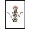 Nacnic Stampa Skeleton Ragazza con vino e fiori. Poster con immagini di teschi. formato A3 senza cornice
