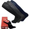 AMAL SOCKS 6 Paia Calze Lunghe Uomo in caldo cotone in Maglia Liscia con Polsino a coste, punte e talloni rinforzati, cucitura rimagliatura ultrapiatta, Marchio Italiano. (45-47, Francesi)