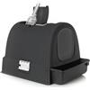 KETER Curver Keter Lettiera per Gatti Petlife con coperchio, lettiera con paletta, moderno effetto rattan intrecciato, antracite, 51,5 x 38,5 x 40 cm