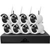 JORTAN KIT VIDEOSORVEGLIANZA ESTERNO WIRELESS DVR NVR 8 CANALI 8 TELECAMERE WIRELESS
