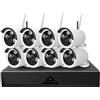 JORTAN KIT VIDEOSORVEGLIANZA ESTERNO WIRELESS DVR NVR 8 CANALI 8 TELECAMERE WIRELESS