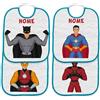Generic Set 4 Bavetta Bavaglino Asilo con elastico personalizzato con nome del bambino (Supereroi Bordo Azzurro)
