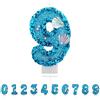 Partyhausy Candele Compleanno 9 Anno,3D a Sirena Candele, Numero 9 Candele di Compleanno Blu Candele Torta Decorazione, Adatto A Feste di Compleanno Festa Baby