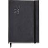 Miquelrius - Agenda annuale 2024, vista settimanale, formato Plus, 155 x 213 mm (simile A5), copertina flessibile similpelle cucita, catalano, inglese e portoghese, nero