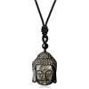 COAI Pendente Testa di Buddha in Ossidiana Oro, Collana Pendente Unisex Laccio Regolabile
