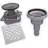 LUX ELEMENTS TUB-BAS-S 100 LTUBE1193 - Vaschetta di scarico verticale con griglia in acciaio inox, colore: Grigio