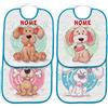 Generic Set 4 Bavetta Bavaglino Asilo con elastico personalizzato con nome del bambino (Cagnolini dolci Bordo Azzzurro)